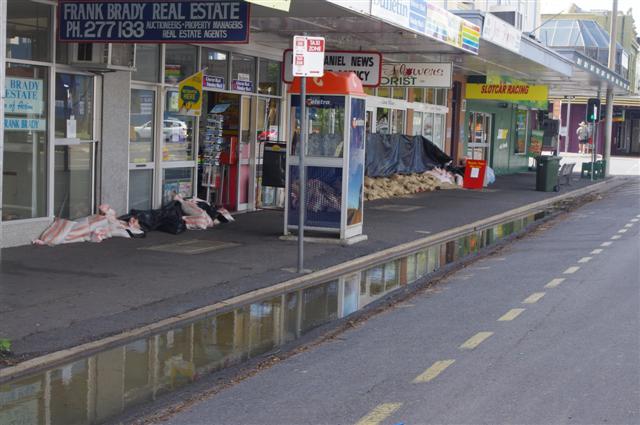 The gutter is filling up in front of the raceway